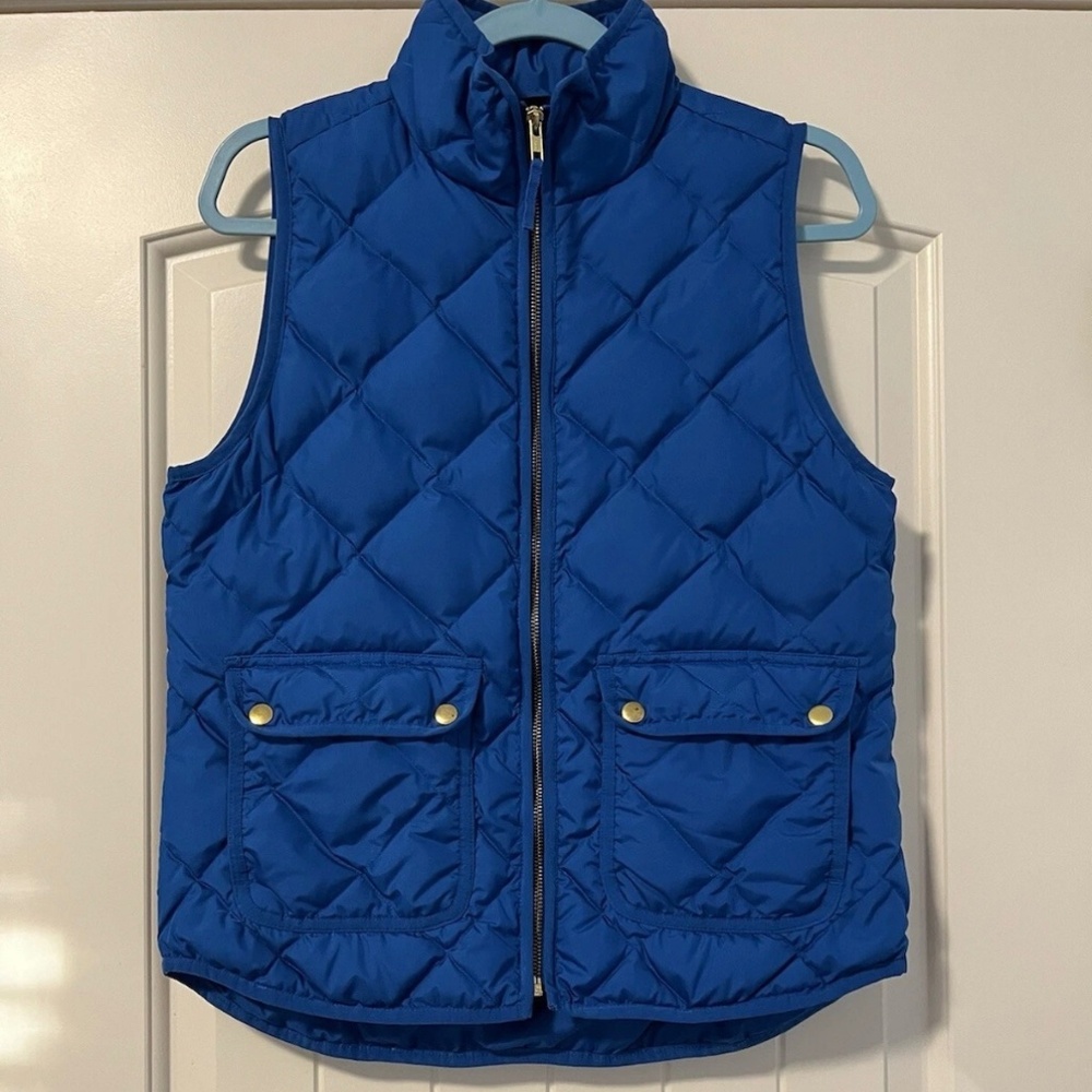 J. Crew Excursion Quilted‎ Down Vest in Aqua Blue Size S